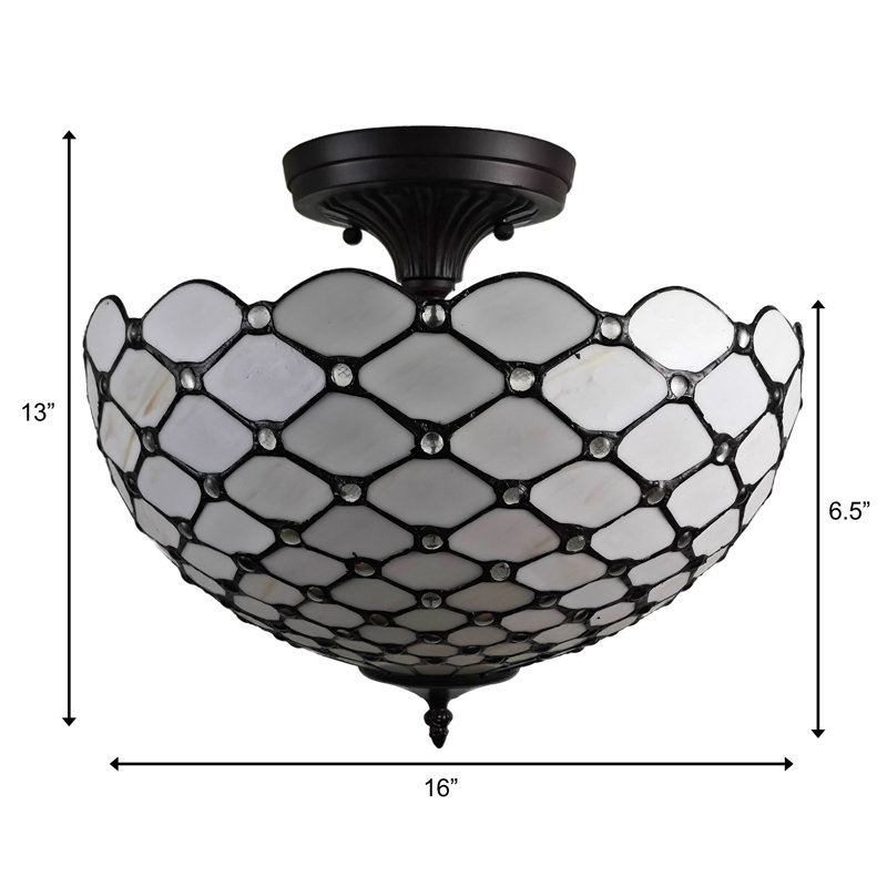 Plafonnier semi-encastré unique à 2 lumières de 16 po Jackqueline