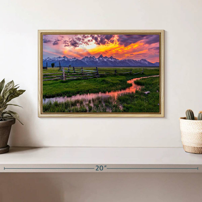 Éclat de Grand Teton, Cadre flottant en bois naturel, 13 po x 9 po