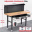 Workbenches for Garage Work Bench with Wheels 60 Inch Adjustable Rubber Wood Top Garage Workbench with Drawers, Pegboard, Power Outlets
