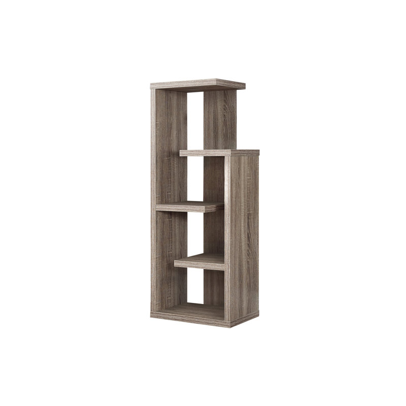 Bibliothèque, bibliothèque, étagère, 4 niveaux, H 48 po, bureau, chambre à coucher, stratifié brun, contemporain, moderne