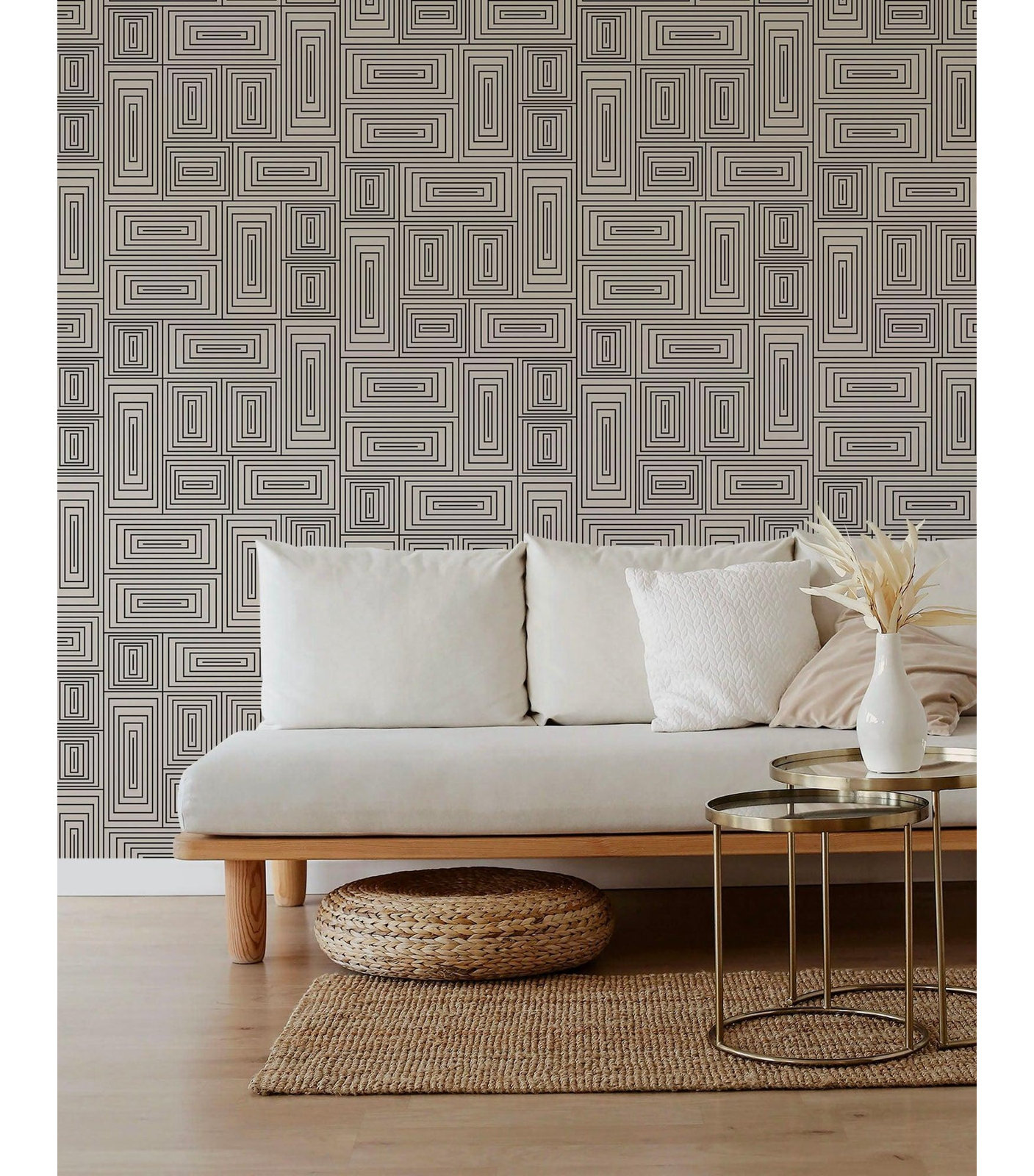 Nia Self-Adhesive Wallpaper Roll, Taupe, Self-adhesive, Vinyl