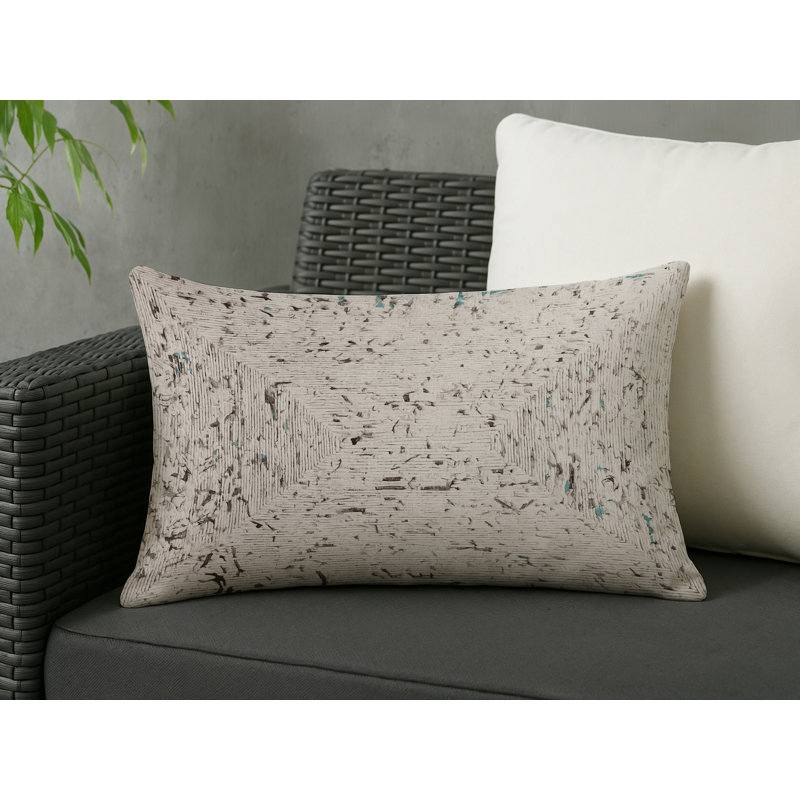 Coussin décoratif intérieur / extérieur gris Modern Modern, Rectangle H 20 po x l 14 po, Gris / beige abstrait 12