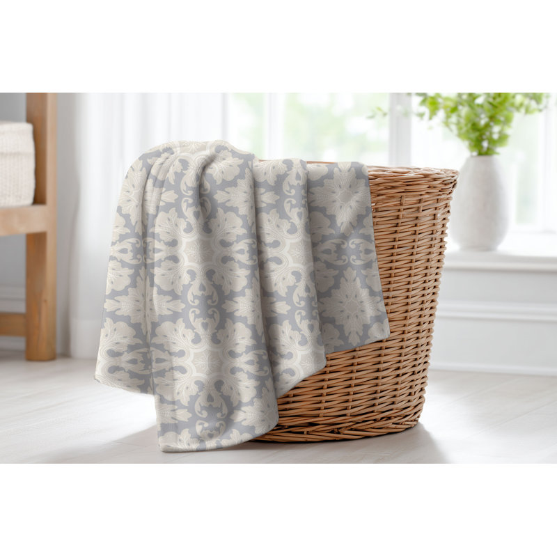 Couverture en velours de velours de damas, L 80 po x l 60 po, Gris