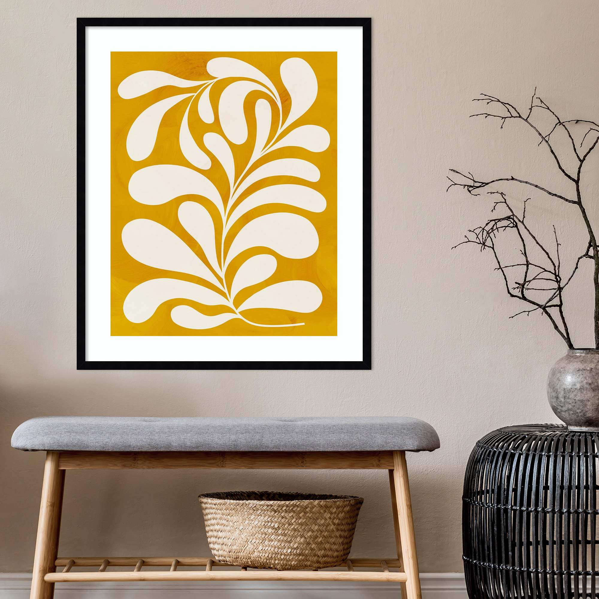 Goldenrod I by Grace Popp, 33" H x 28" W x 1" D, Black