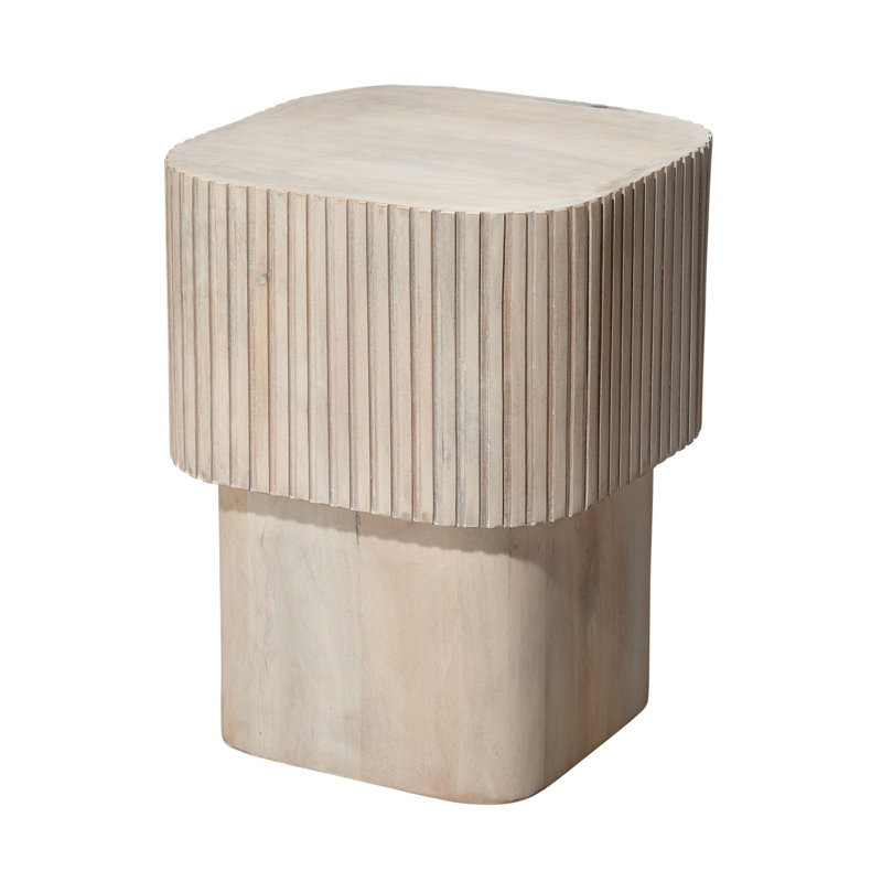 Notch Solid Wood End Table, White Bleach