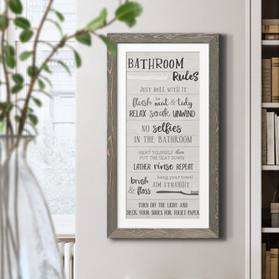 "Bathroom Rules" - Art textuel sur toile