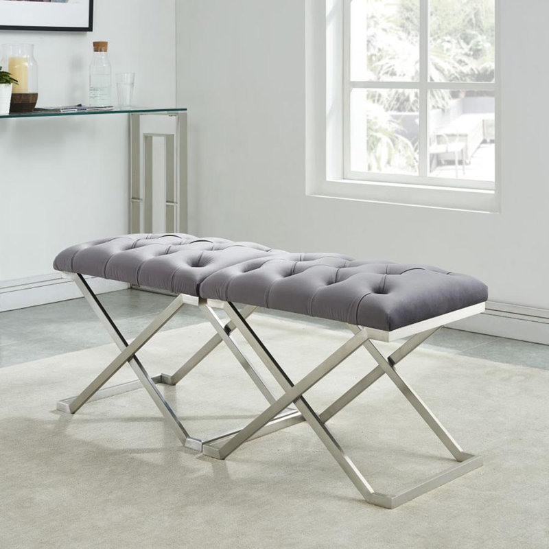 Banc rembourré Heeter, Doré, Gris