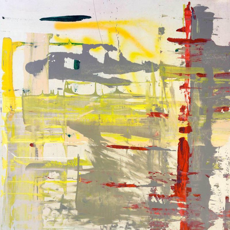 «Red Yellow» par John Beard - peinture sans cadre, H 40 po x l 40 po x P 1,5 po