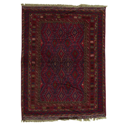 Hand-Knotted High-Quality Red/Yellow/Purple Area Rug