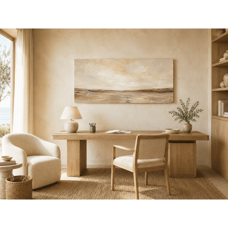 Paysage côtier beige chaleureux enveloppé Iraima, L 48 po x H 24 po x P 1,5 po
