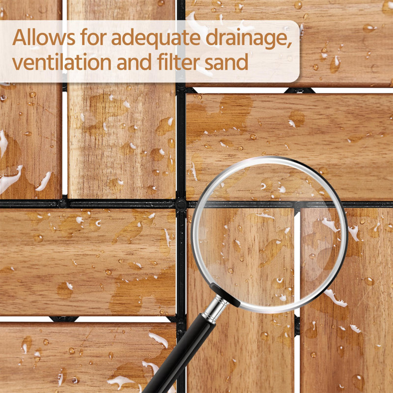 2.5cm L x 30cm W Solid Wood Interlocking Deck Deck Tile Kit