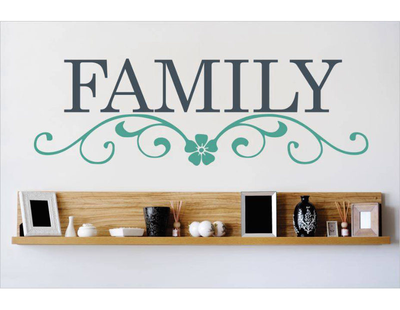 Décalcomanie murale family, H 10 po x l 30 po x P 0,16 po, Bleu / bleu sarcelle