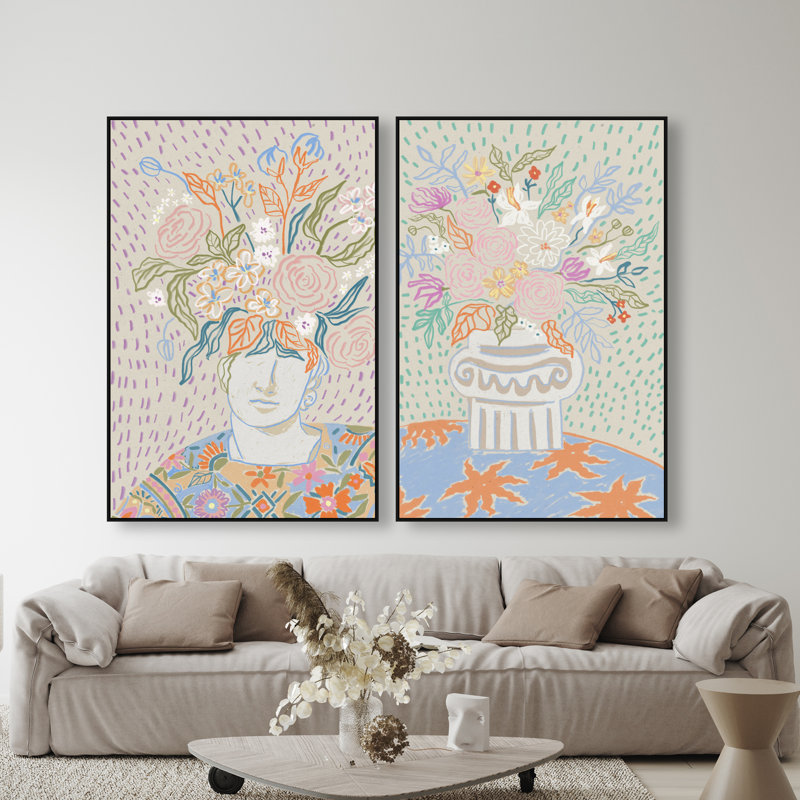 Summer Flourish Set Set by Oliver Gal, 74"H x 50"W, Black Floater Frame