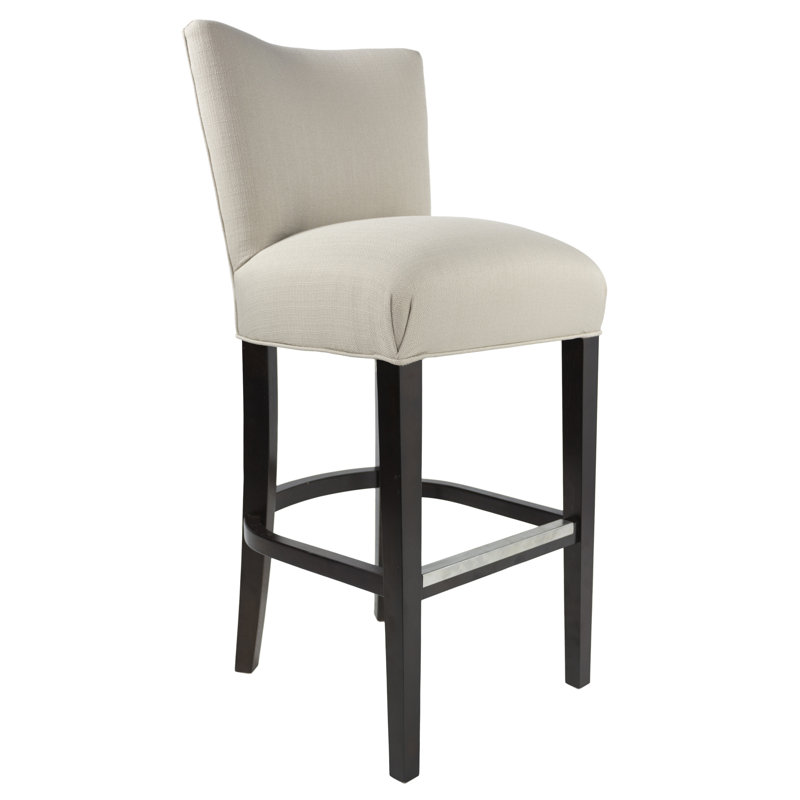 Upholstered Counter Stool with Solid Wood Frame, Taupe Mouse