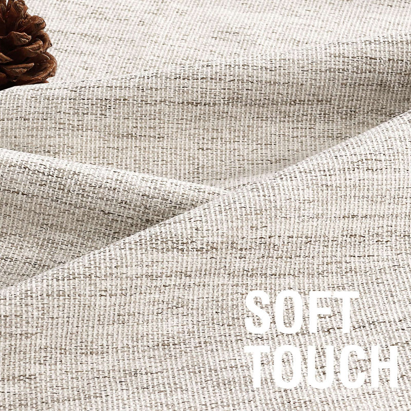 100% Blackout Curtains Linen Textured Chenille Curtains Full Light Blocking Thermal Insulated Curtainwith White Flocking Coating Back, 2 Panels