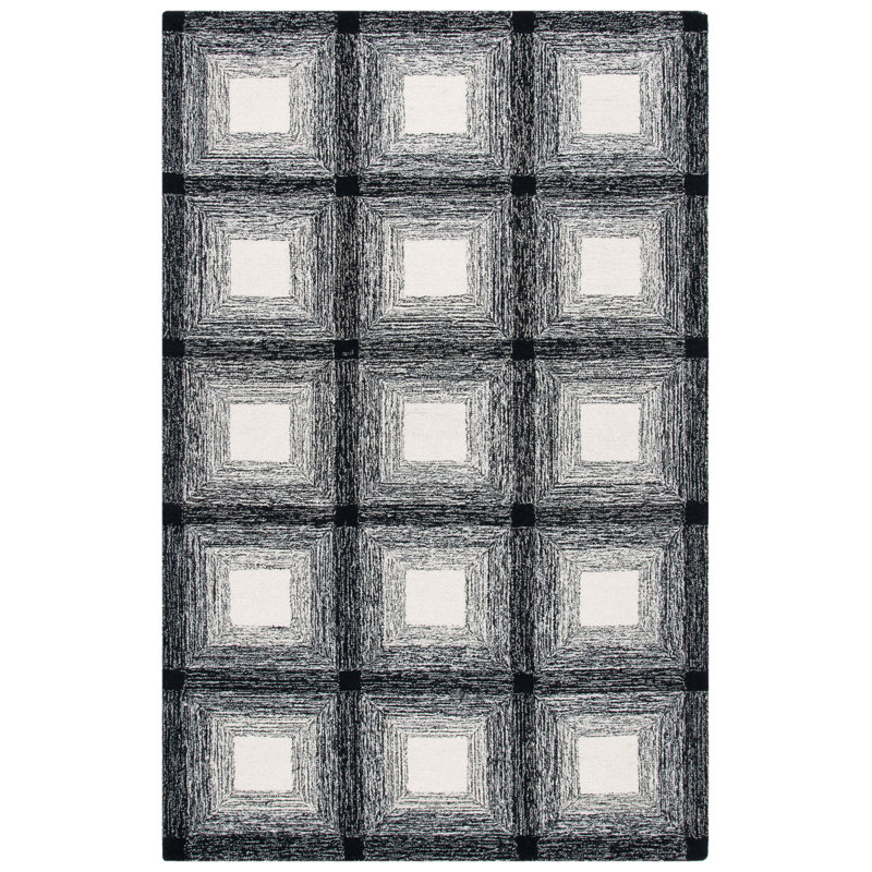 Laramy Hand Tufted Wool Pile Geometric Rug, Rectangle 8' x 10'