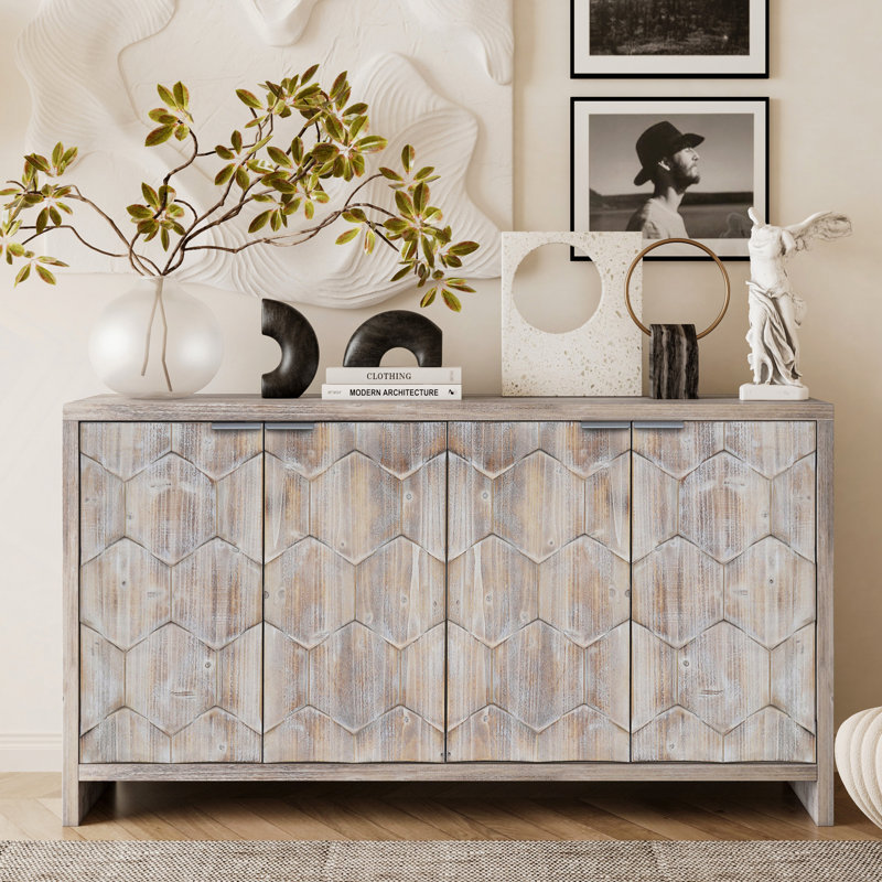 Fieldston 4-Door Accent Cabinet, Natural Wood Wash