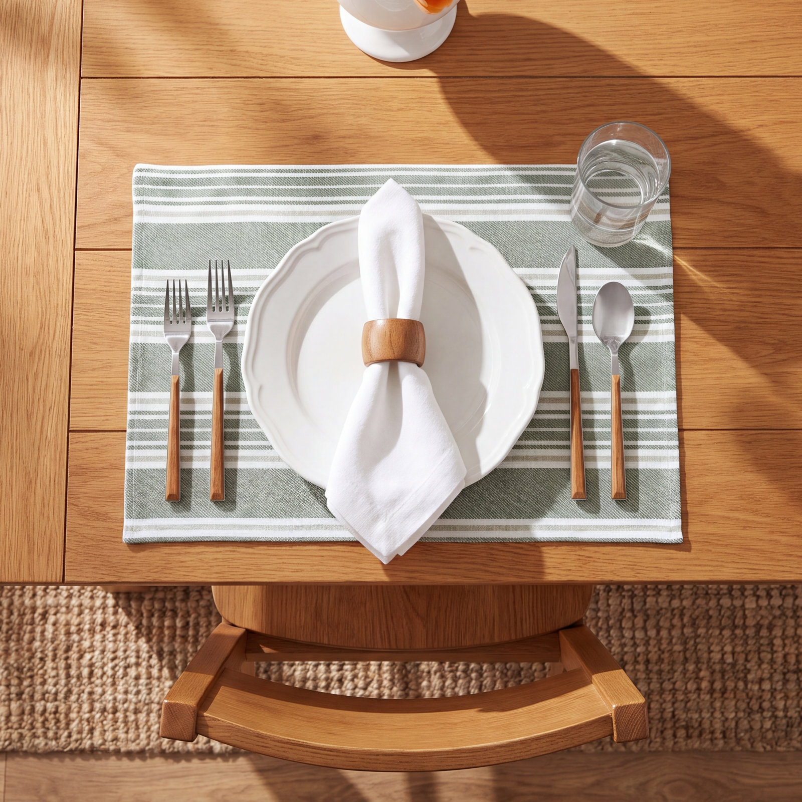 Woven Striped Placemat, Green