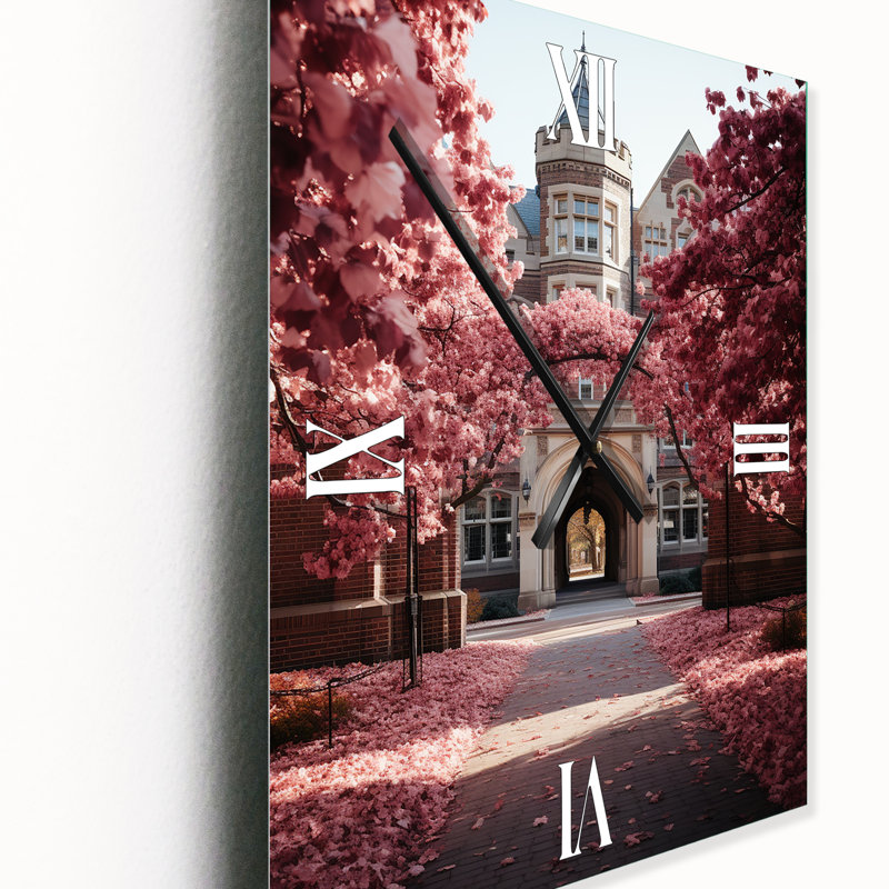 Horloge murale surdimensionnée rose University Welcome, Petit