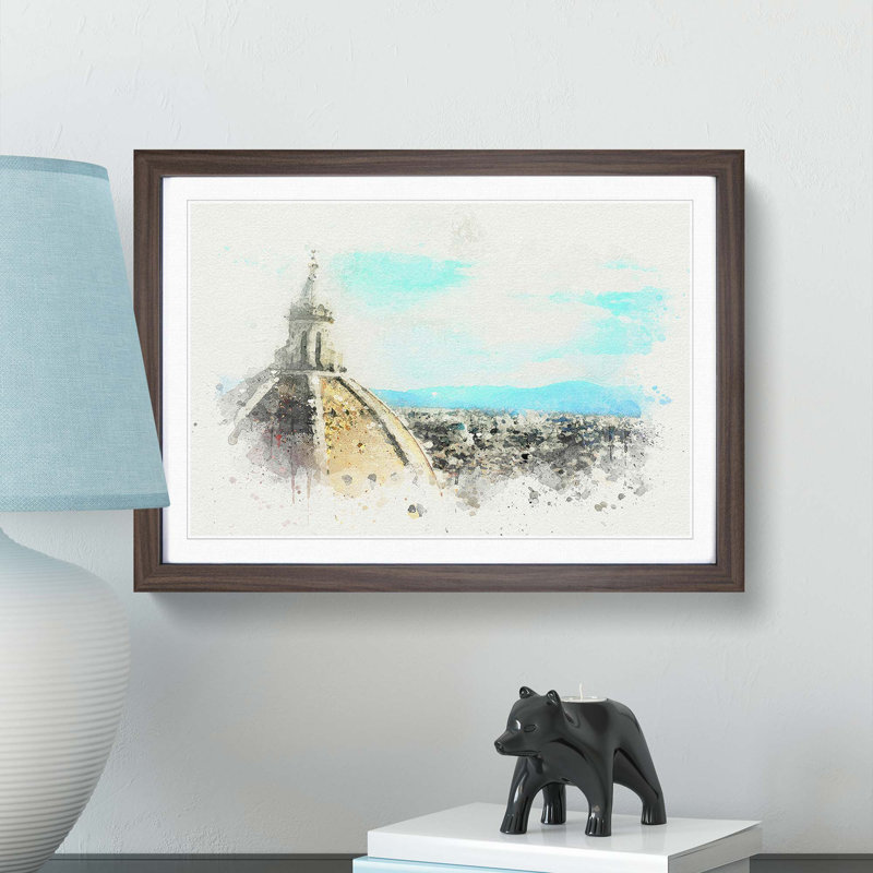 Florence Skyline with Cathedral in Abstract - Framed Print, Walnut, 40cm H x 60cm W x 2cm D
