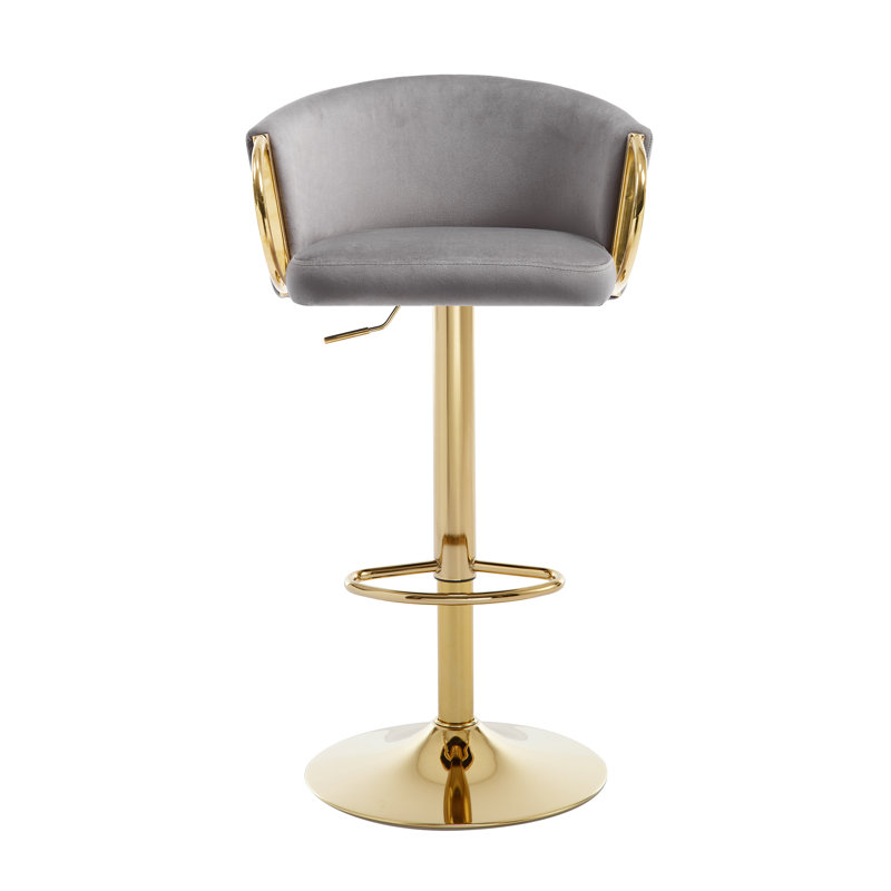 Tabouret tournant à hauteur réglable avec structure en métal (ensemble de 4), Gris, 4
