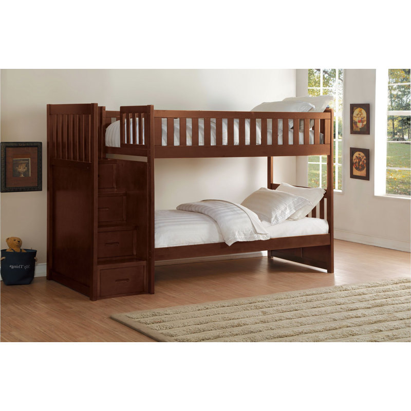 Ensemble de chambre à coucher avec marches d'escalier, Trois articles : lit, deux tables de chevet