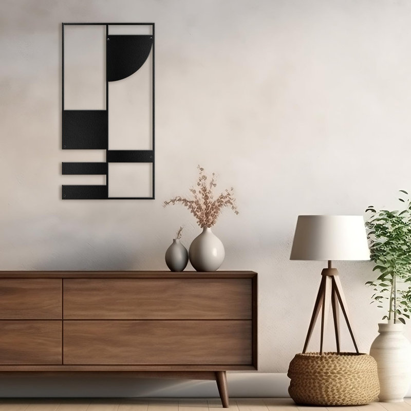 Décoration murale en métal, Noir, H 36 po x l 18 po x P 0,05 po
