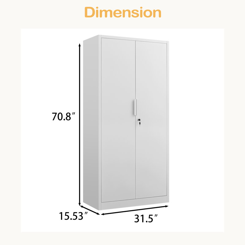 70-Inch 2-Door File Cabinet With Lock, 4 Adjustable Shelves, Heavy-Duty Steel Construction, For Commercial Office, Home Office, Legal Size & Letter File Storage, Organization Cabinet