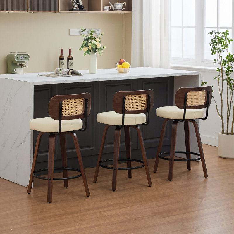 Ensemble de 3 tabourets de bar à hauteur de comptoir, Beige, 3
