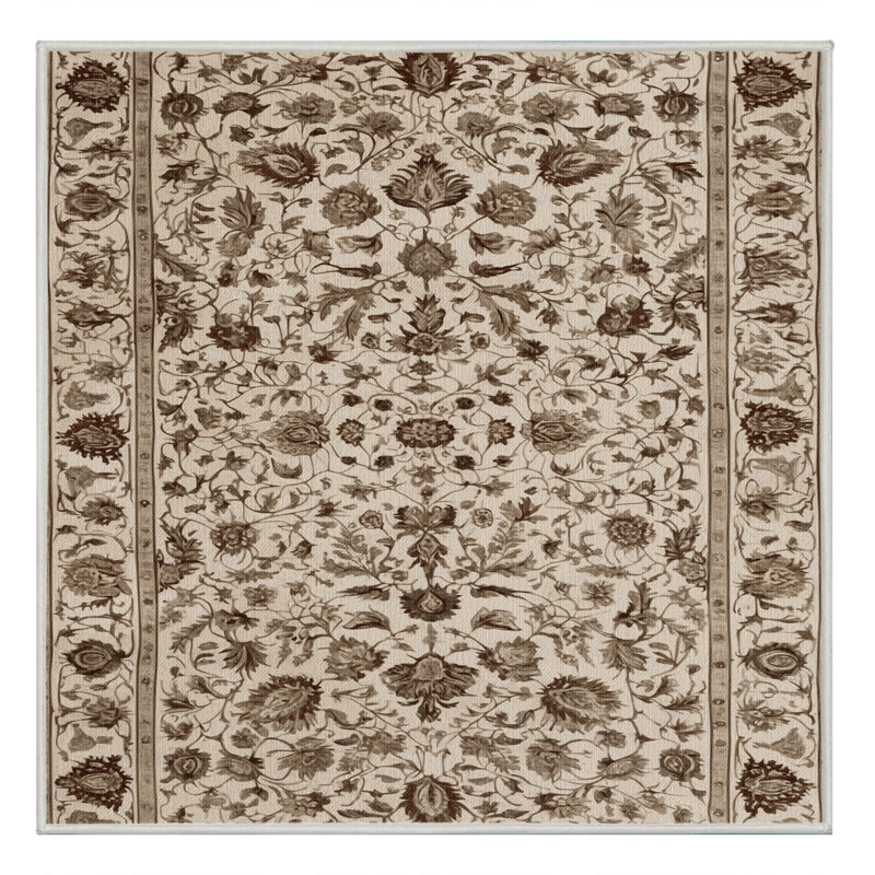 Tapis turc beige lavable à la machine, Carré 5 pi