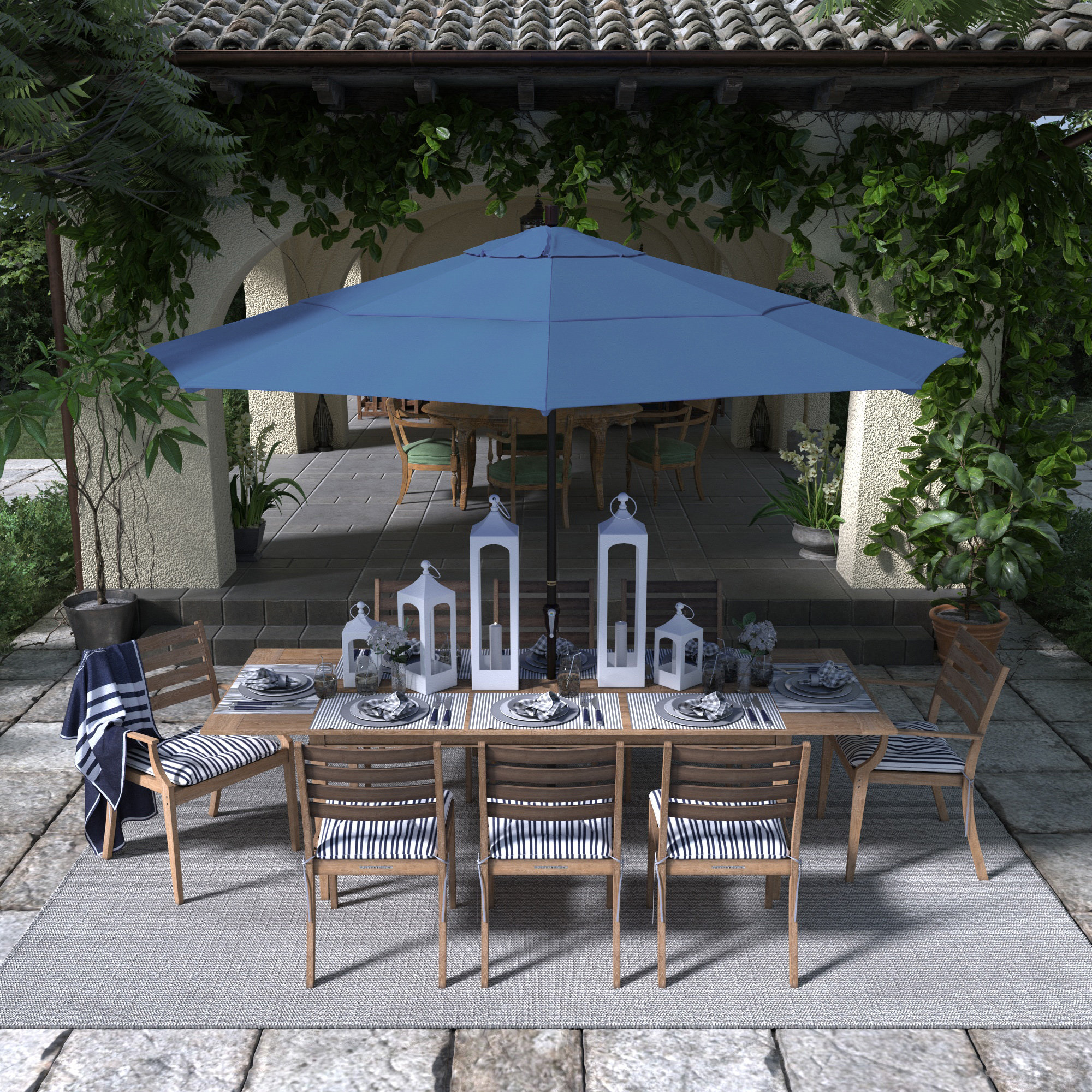 132'' Outdoor Umbrella, Frost Blue Performance
