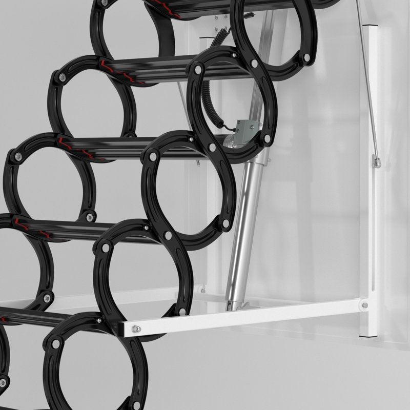11 - Step Aluminum Attic Ladder, Electric Pull Down Loft Stairs With Remote, for 9.84' Ceiling Height, 500 lbs Capacity