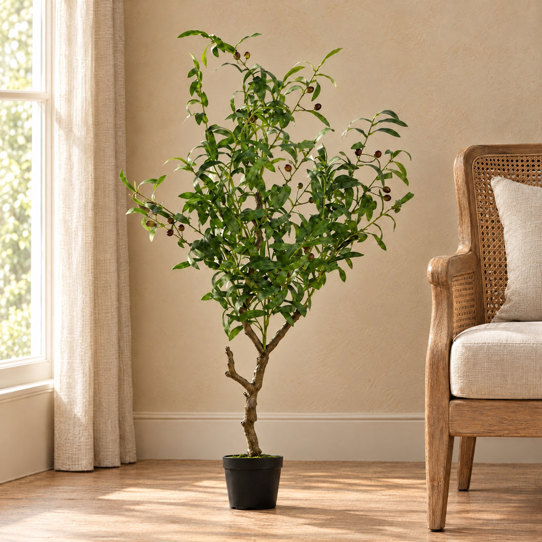 120 cm H Faux Foliage and Olive Tree Plant in Plastic Pot Liner