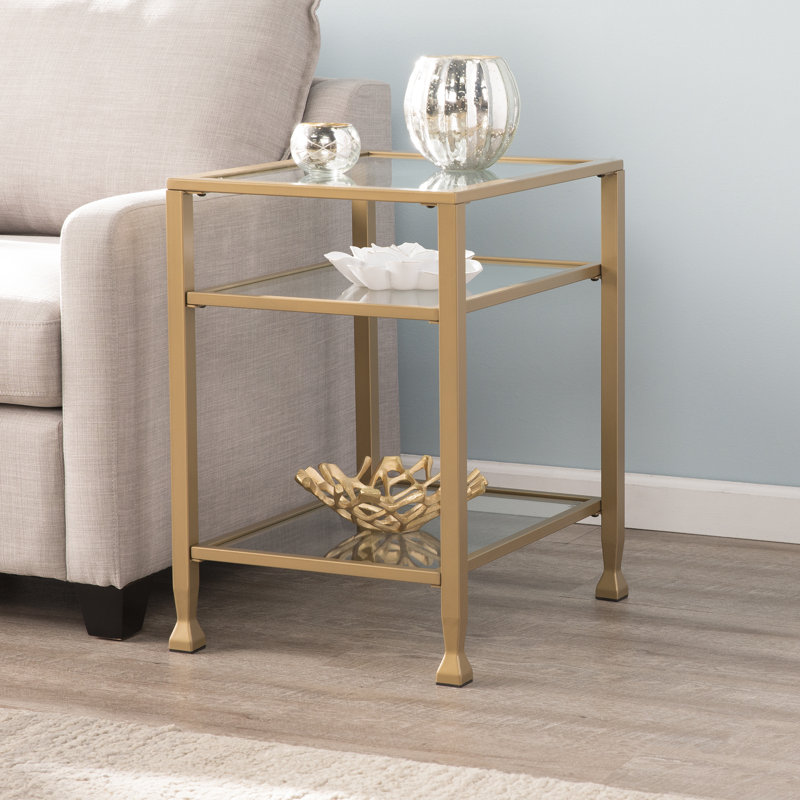 Jordyan Glass Top End Table, Gold