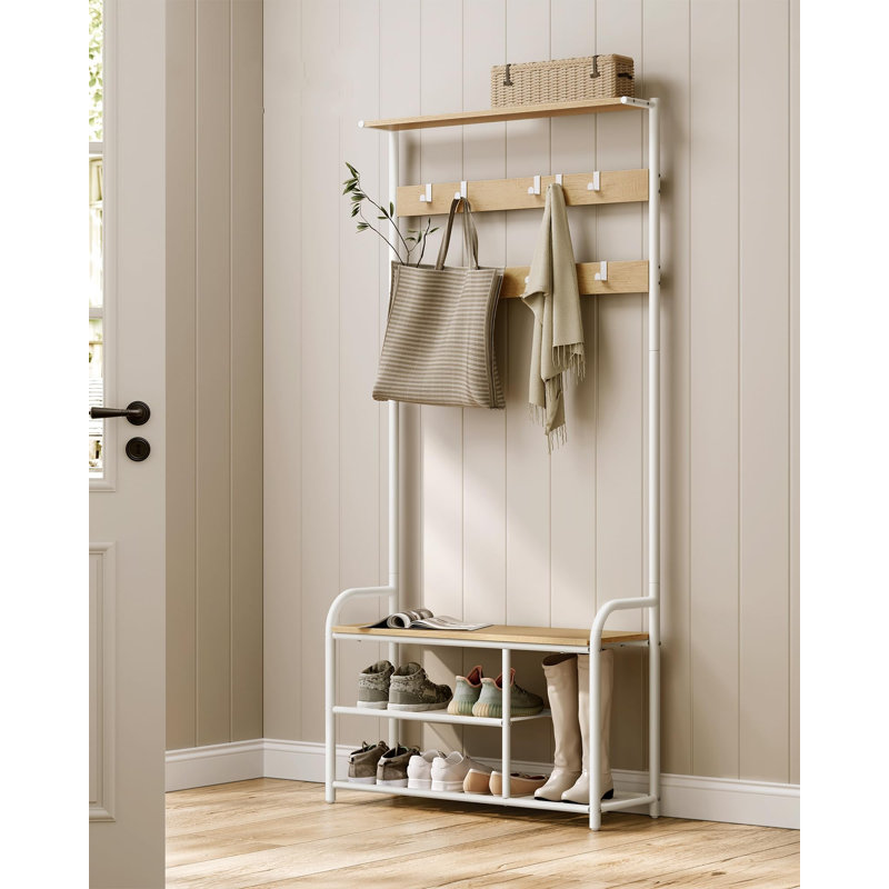Amista Hall Tree 85cm Wide with Shoe Storage, White/Natural