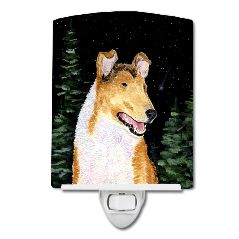 Starry Collie Smooth Ceramic Night Light