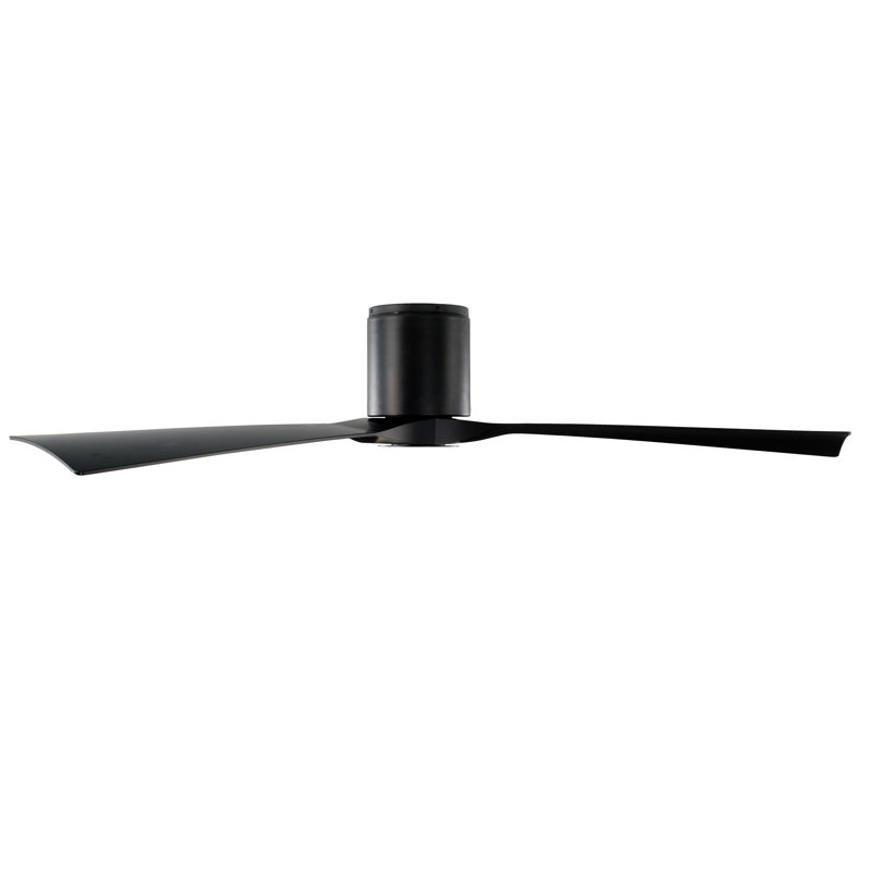 54" Aviator 3 - Blade Outdoor/Indoor Smart Flush Mount Ceiling Fan with Remote Control Included, Matte Black
