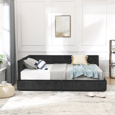 Full Size Storage Upholstered Tufted Bed Frame, Sofa Bed Frame With Comfortable Backrest And Armrests, Full Size Bed For Bedroom, Living Room,Velvet,