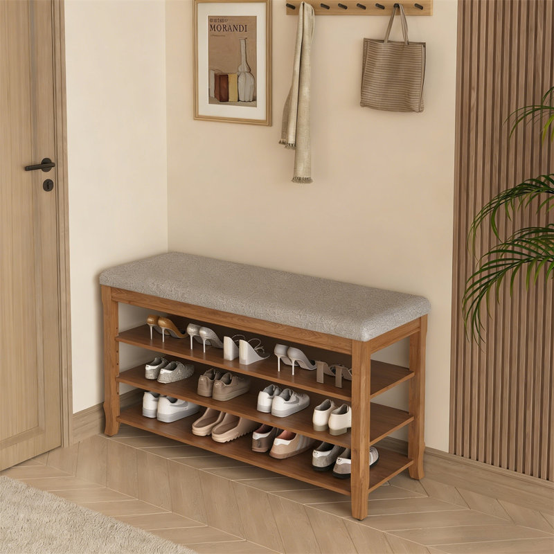 Range-chaussures en bois de qualité supérieure pour la maison, 20.9" H x 23.6" W x 11.8" D