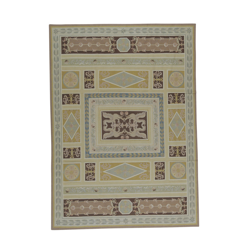 Tapis brun et multicolore de haute qualité noué à la main