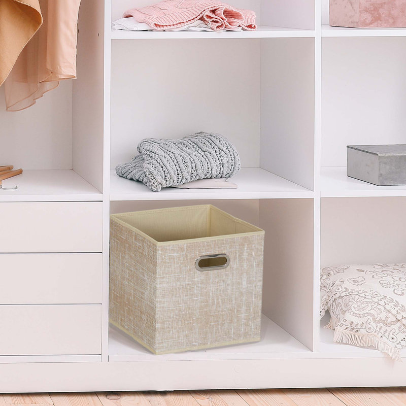 Open Fabric Cube Storage Bins, Tan Mix