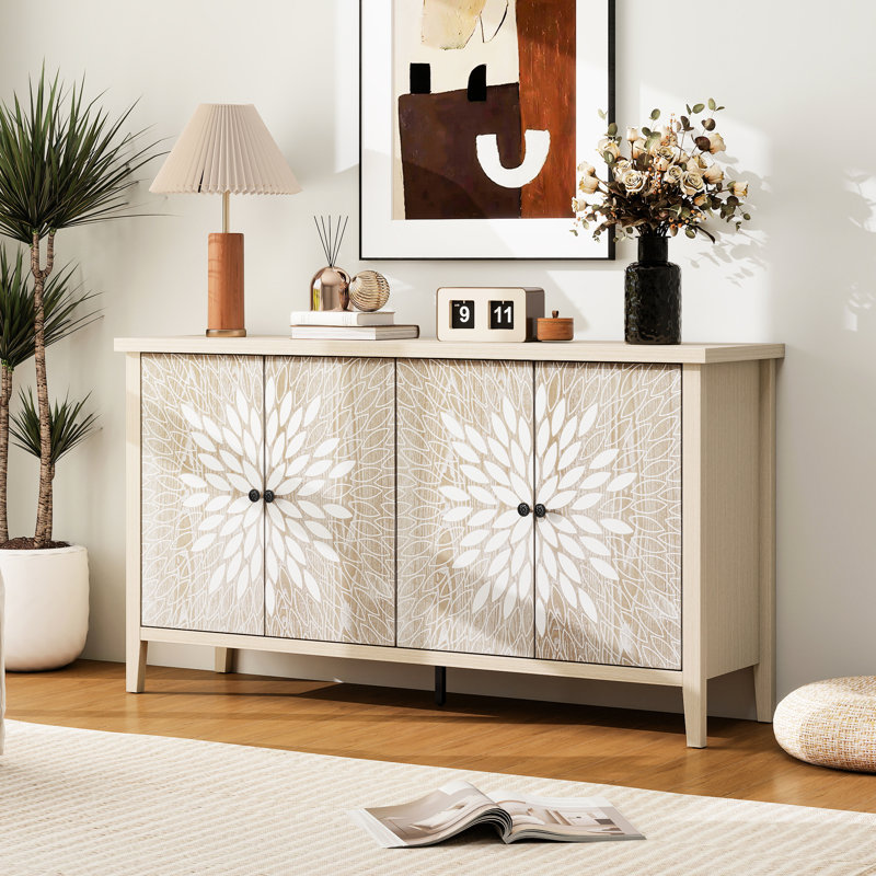 Armoire de rangement pour plusieurs pièces avec 4 portes, tablettes réglables, structure en grain de bois classique, corps imperméable, panneau épaissi et portes basculantes modernes