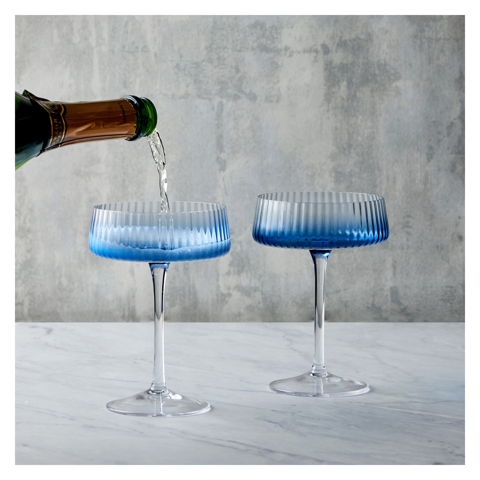 Zoya 8.5oz. Glass Coupe Stemware Set, Blue