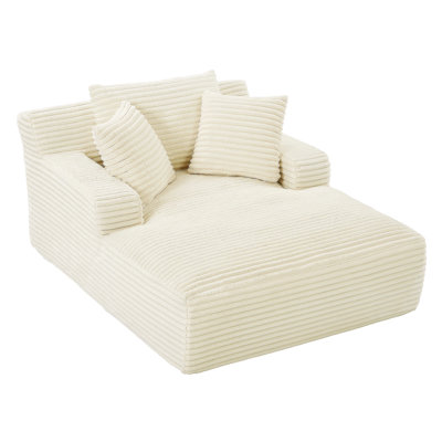 Très grande chaise longue d'intérieur, canapé rembourré en velours côtelé moderne, aucun assemblage requis, canapé-lit confortable pour le salon, le bureau