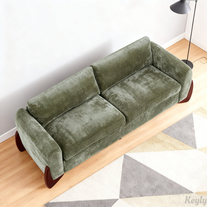 Canapé en chenille de 89 po L, Vert olive