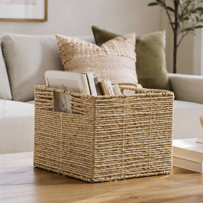 Beachcrest Home™ Crumrine Corn Leaf And Metal Decorative Basket
