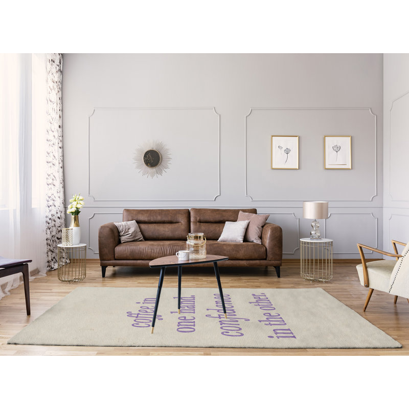 Tapis en poly-chenille à café manuscrit & quote, Rectangle 5 pi x 7 pi