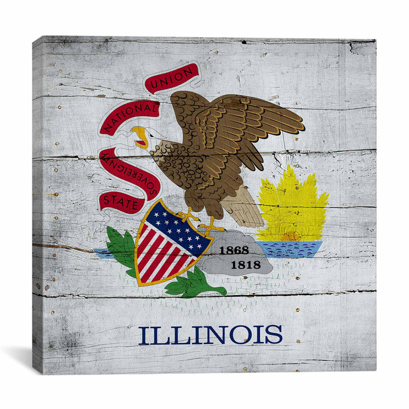 Drapeau de l'Illinois - impression sur toile, H 37 po x l 37 po x P 0,75 po