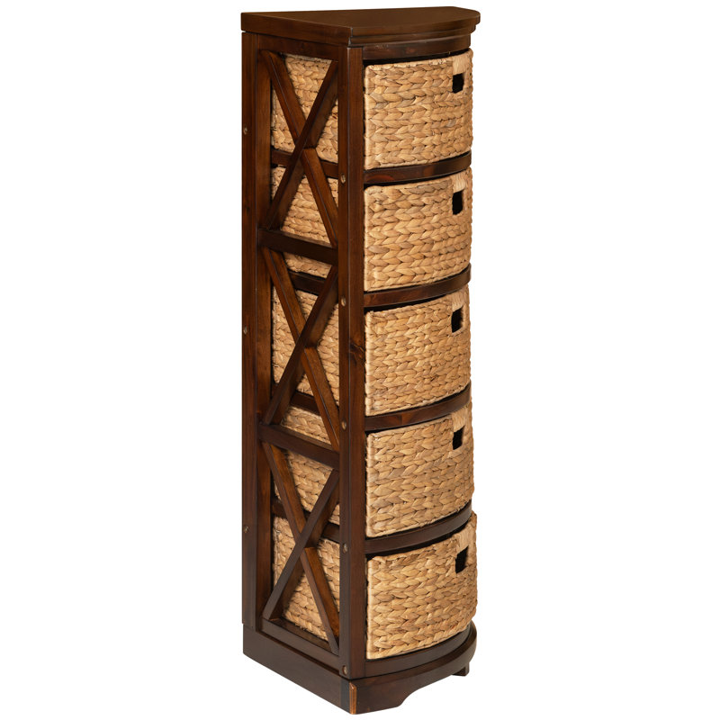 Solid Wood 5 Drawer Storage Drawers, Walnut