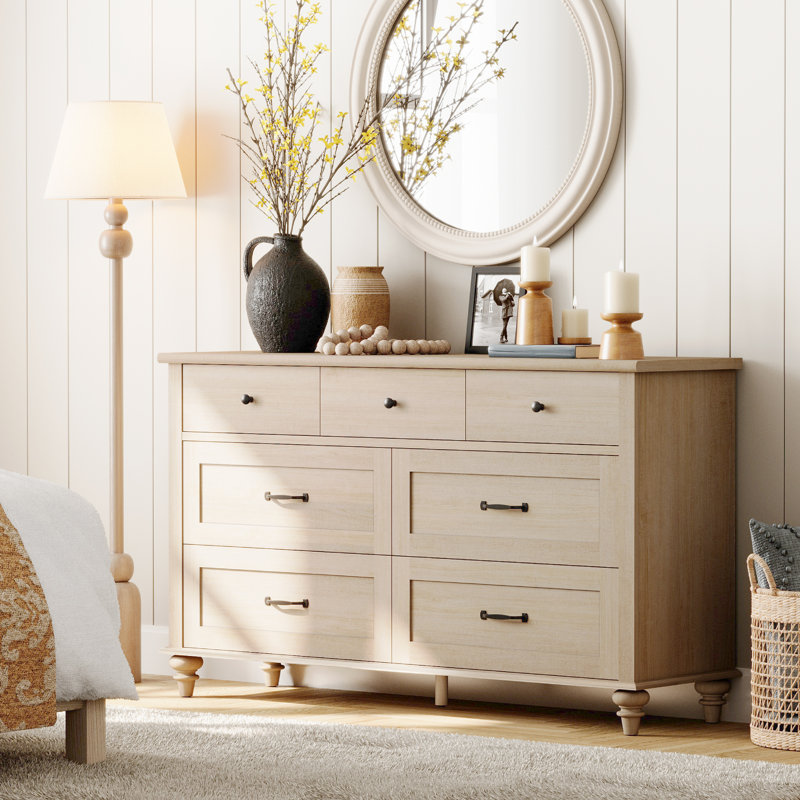 Whizmax 7 Drawer Dresser For Bedroom, Modern Double Dresser Organizer With Storage, Wooden Chest Of Drawers For Bedroom